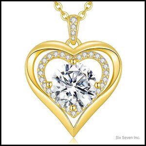 Moissanite Heart Pendant Necklace Elegant Sterling Silver Anniversary Gift